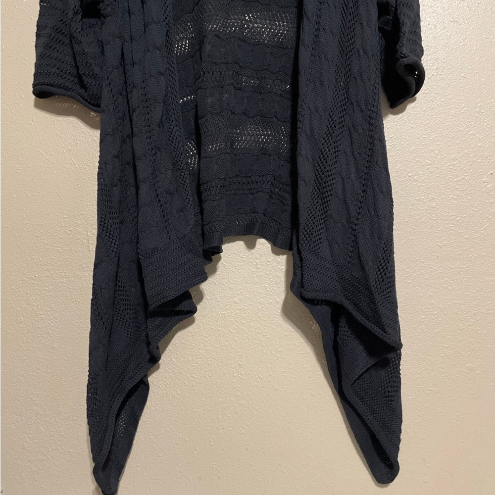 Black Knit Open Front Cardigan Sweater Women’s L - Picture 2 of 5